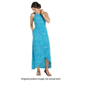 Toad & Co Womens Sleeveless Sz M teal Maxi Dress Pockets
